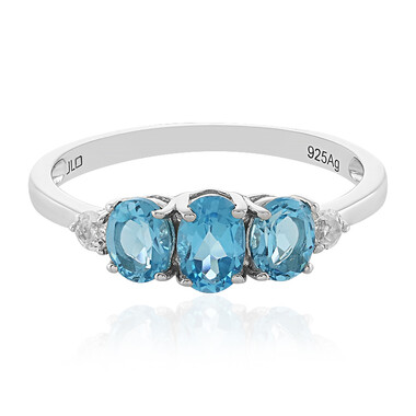Anillo en plata con Topacio azul suizo