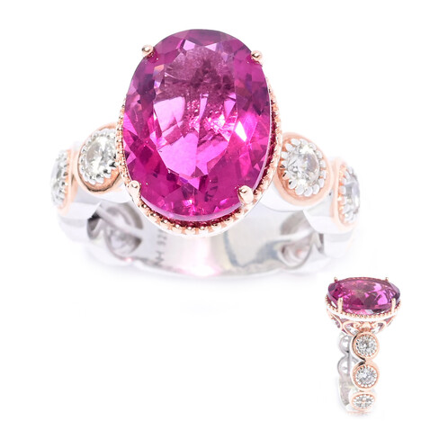 Pinkfarbener Fluorit-Silberring (Gems en Vogue)