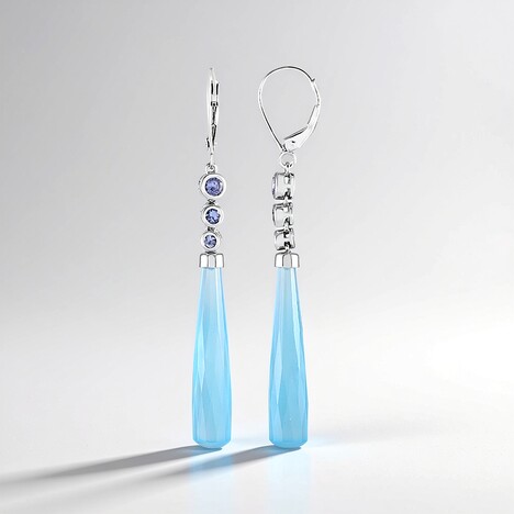 Orecchini in oro con Calcedonio Blu (KM by Juwelo)