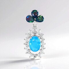 Ciondolo in argento con Opale Blu dell'Etiopia