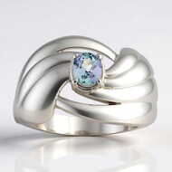 Bague en argent et Tanzanite bleu-vert non chauffée