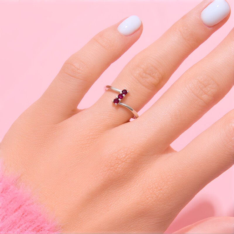 Noble Red Spinel Silver Ring