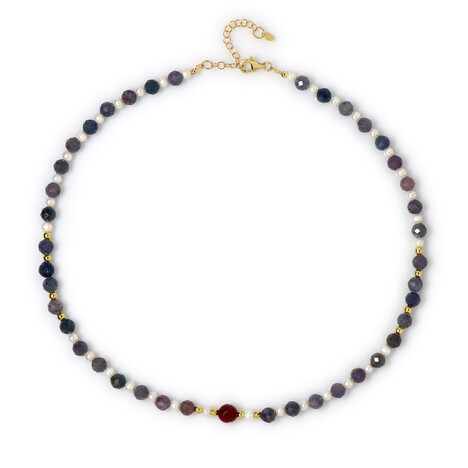 Collar en plata con Ágata rosa (Riya)