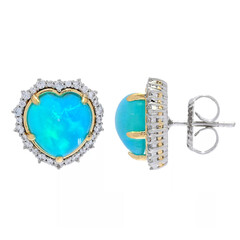 Blue Ethiopian Opal Silver Earrings (Gems en Vogue)