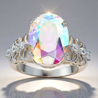 Zilveren ring met een maanlicht kwarts