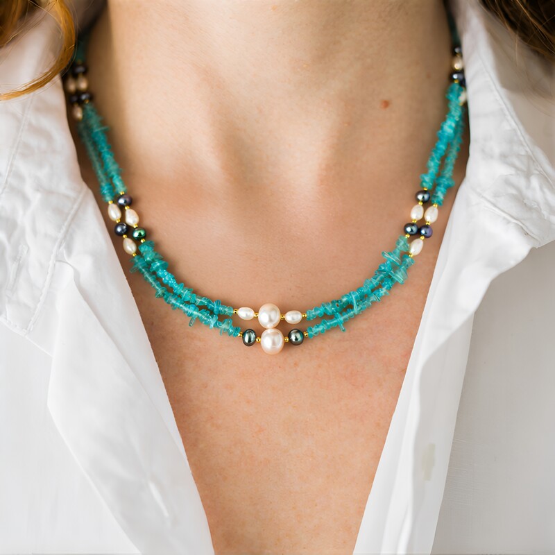 Collar en plata con Perla durazno Freshwater (Riya)