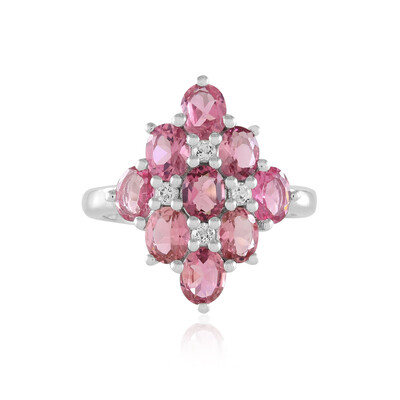 Zilveren ring met Braziliaanse roze toermalijnen
