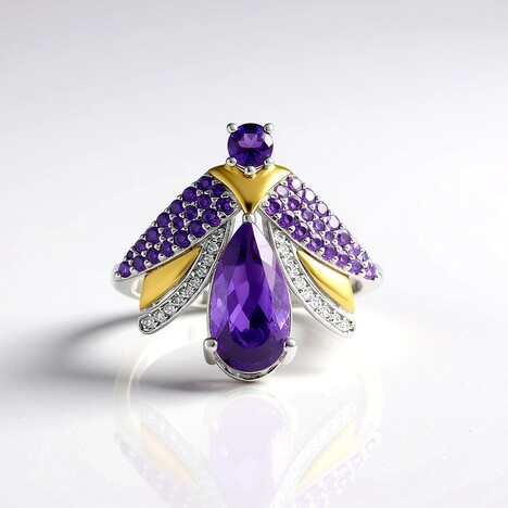 Anello in argento con Ametista Zambiana