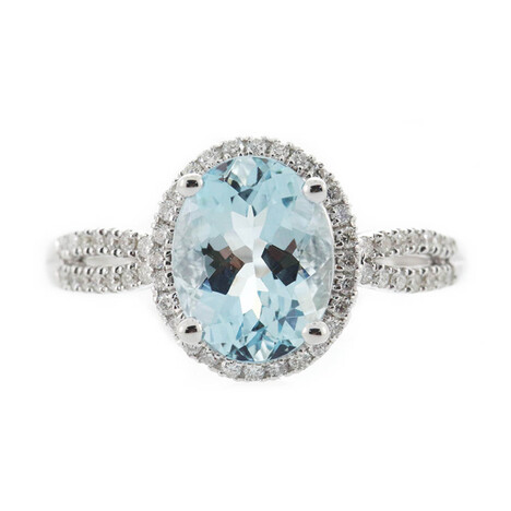 AAA-Brasilianischer Aquamarin-Goldring