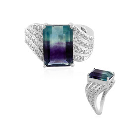 Bague en argent et Fluorite multicolore