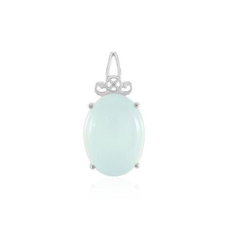 Zilveren hanger met een Aqua Chalcedoon