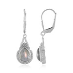 Zilveren oorbellen met roze Minary labradorieten