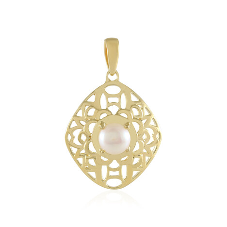 Zilveren hanger met een Witte zoetwater kweekparel