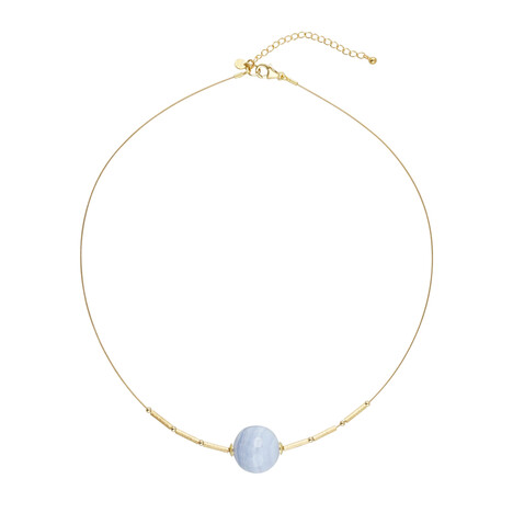 Collar en plata con Ágata de lazo azul