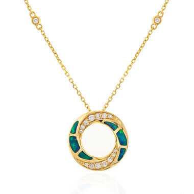 Lightning Ridge-Schwarzer Opal-Goldhalskette (CIRARI)