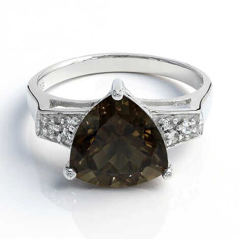 Anello in argento con Quarzo Fumè