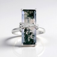 Anello in argento con Agata Muschiata