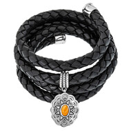 Orange Stachelauster-Lederarmband (Desert Chic)