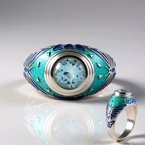 Anello in argento con Topazio Blu Cielo (Adela Silber)