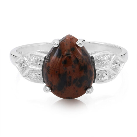 Zilveren ring met een mahonie obsidiaan