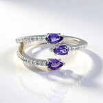 Anello in argento con Zaffiro Ceylon Porpora (non riscaldato) (Adela Silber)