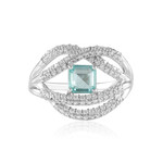 Zilveren ring met een Paraiba kleurige smaragd