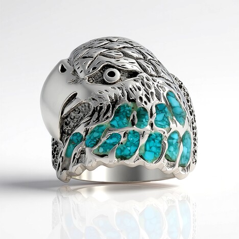 Anello in argento con Turchese Kingman Mohave Blu (Jones Lee)