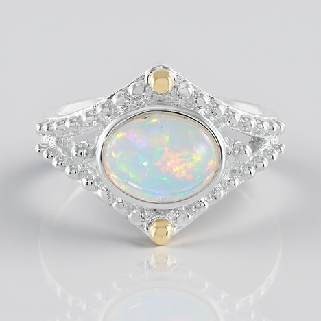 Bague en argent et Opale Welo (Granulieren)