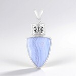 Ciondolo in argento con Agata Lace Blu (Bali Barong)