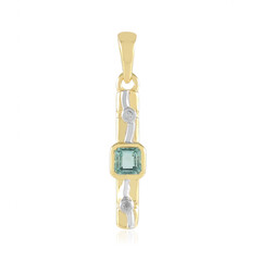 Zilveren hanger met een Paraiba kleurige smaragd