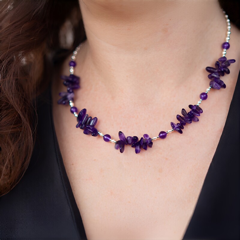 Sambia-Amethyst-Halskette (Riya)