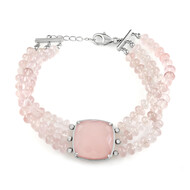 Pink Chalcedony Silver Bracelet