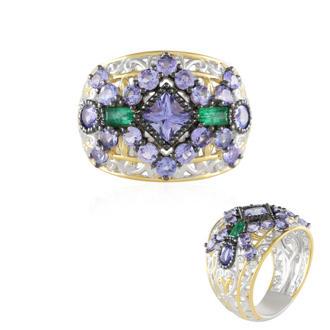 Zilveren ring met een tanzaniet (Gems en Vogue)