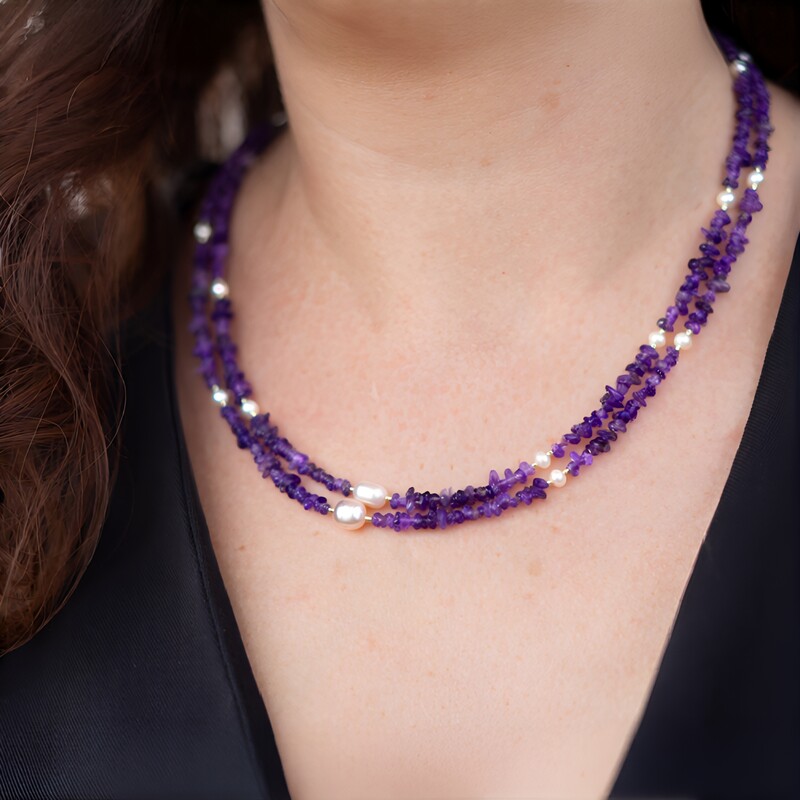 Collana in argento con Ametista Zambiana (Riya)