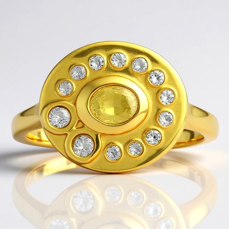 Bague en argent et Saphir jaune de Ceylan