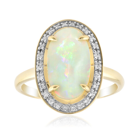 Gouden ring met een Braziliaanse witte opaal