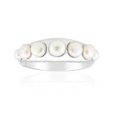 Anello in argento con Perla d'Acqua Dolce Bianca (Michelle Albala)