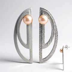 Orecchini in argento con Perla d'Acqua Dolce Arancione