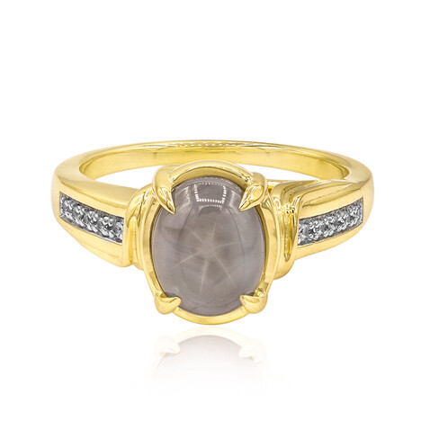 Anillo en oro con Zafiro estrella plateado