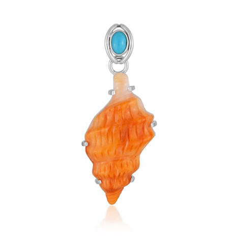 Ciondolo in argento con Conchiglia di Ostrica Spinosa Arancione (Bali Barong)