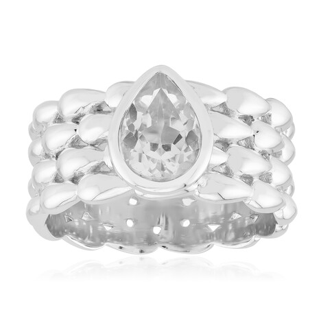 Zilveren ring met een witte topaas