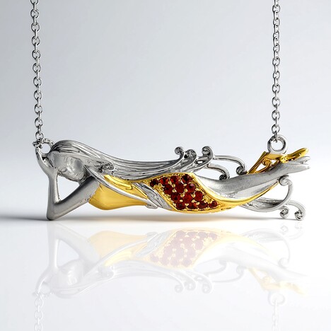 Collana in argento con Zaffiro Arancione (Gems en Vogue)