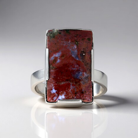 Anello in argento con Calcedonio Multicolor (Bali Barong)