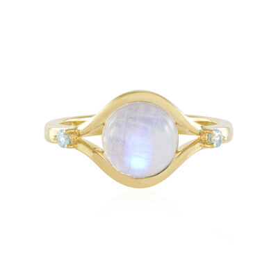 Bague en argent et Pierre de Lune arc-en-ciel (KM by Juwelo)