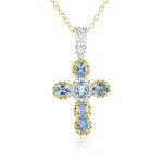 Aquamarin-Silberhalskette (Gems en Vogue)