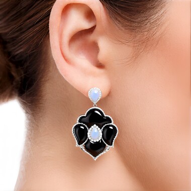 Schwarzer Achat-Silberohrringe (Dallas Prince Designs)