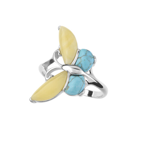 Anello in argento con Ambra Milky Baltica (dagen)