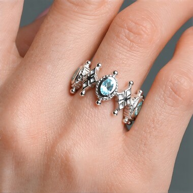 Pierścionek ze srebra - Topaz błękitny Sky Blue (Dallas Prince Designs)