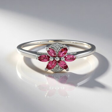 Bague en argent et Tourmaline rose du Brésil