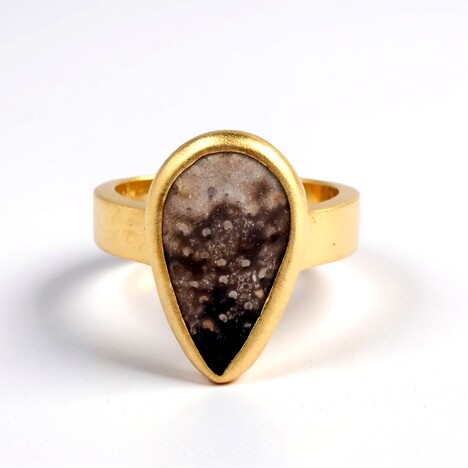 Anello in argento con Legno di Palma Pietrificato